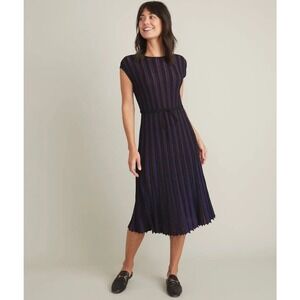 Marine Layer Penny Pleated Midi Dress in Black Rainbow Lurex Size XS